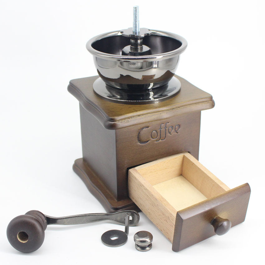 Molino de café Vintage de Metal y Madera