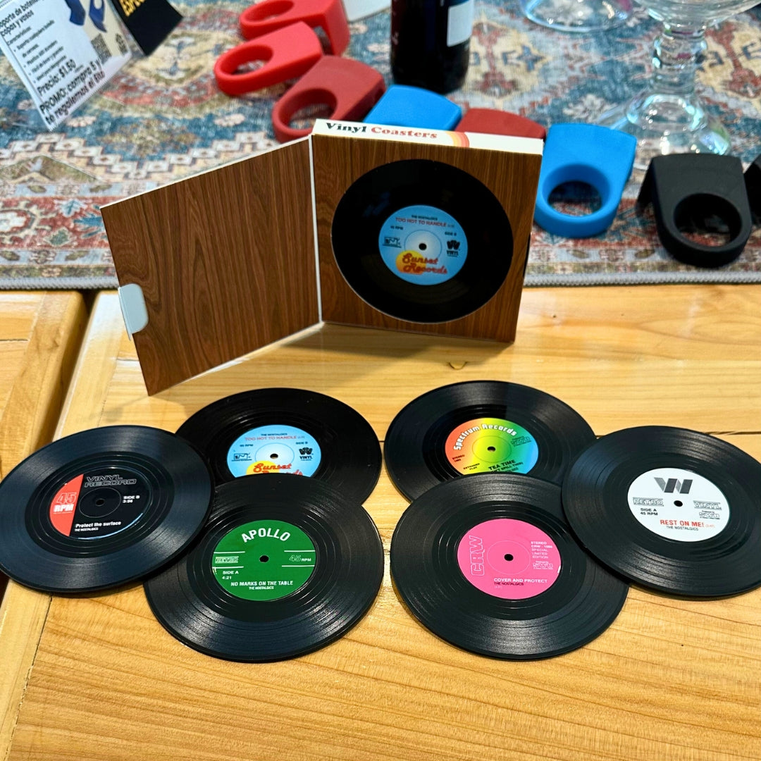 Disco Vinyl Retro posavasos set 6 unidades