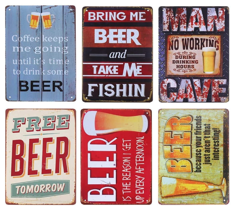 Set de 6 letreros BEER