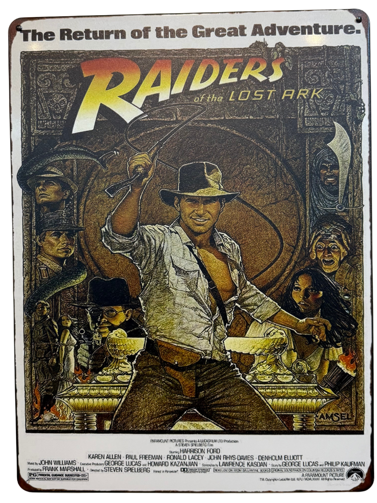 Letrero de Indiana Jones "Raiders of the lost Ark"