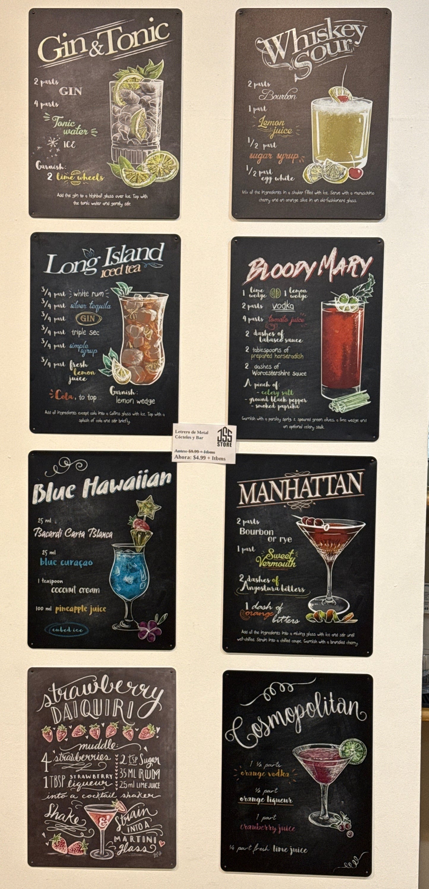 Letrero de Metal Cócteles