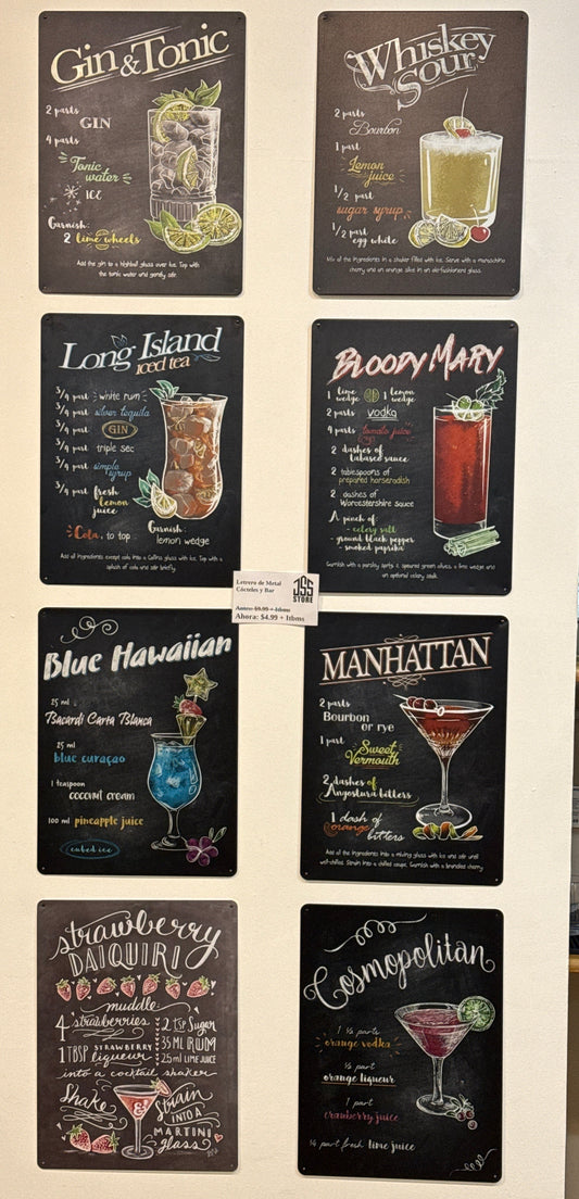 Letrero de Metal Cócteles
