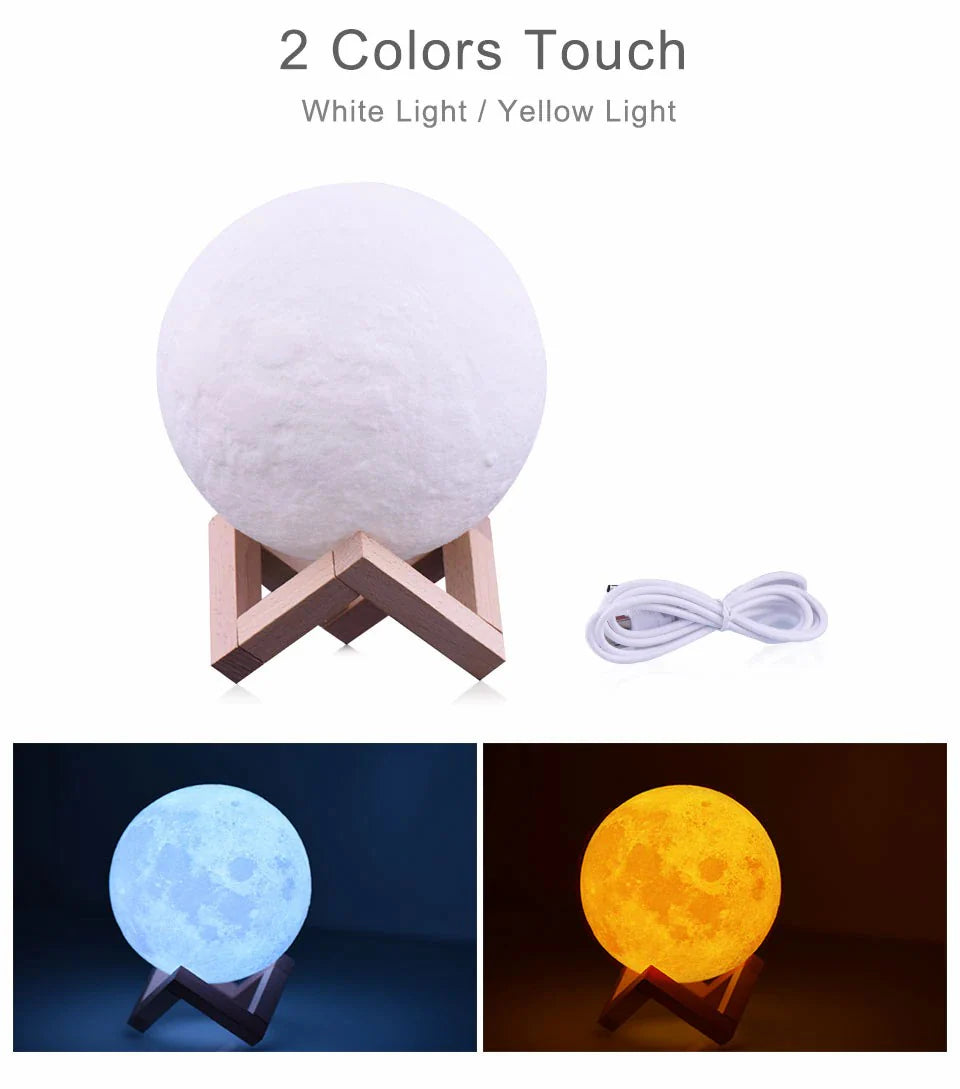 Lámpara Luna Recargable – Ilumina Tu Espacio con Magia y Estilo
