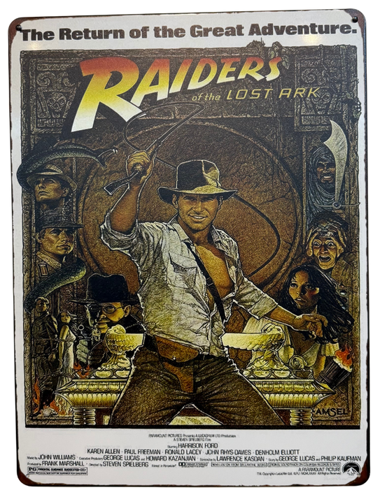 Letrero de Indiana Jones "Raiders of the lost Ark"